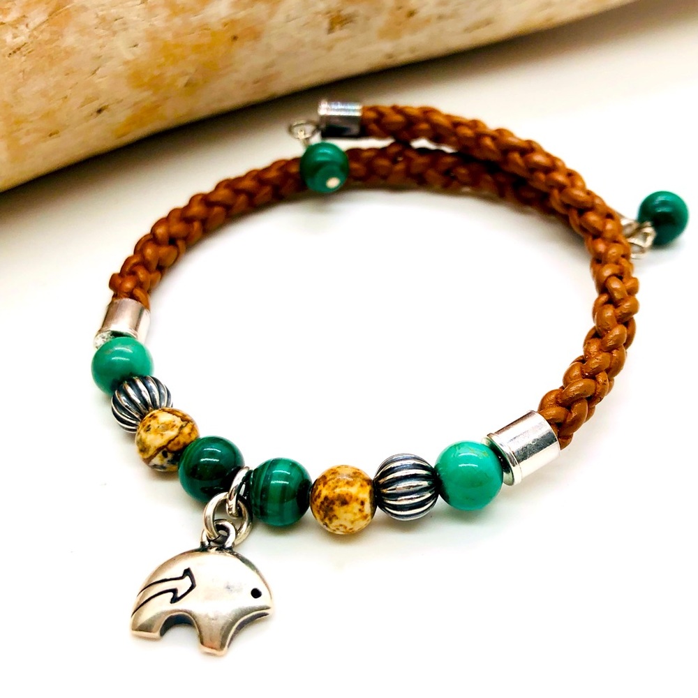 Vintage Carolyn Pollack Southwestern Stone Bear Dainty Bracelet